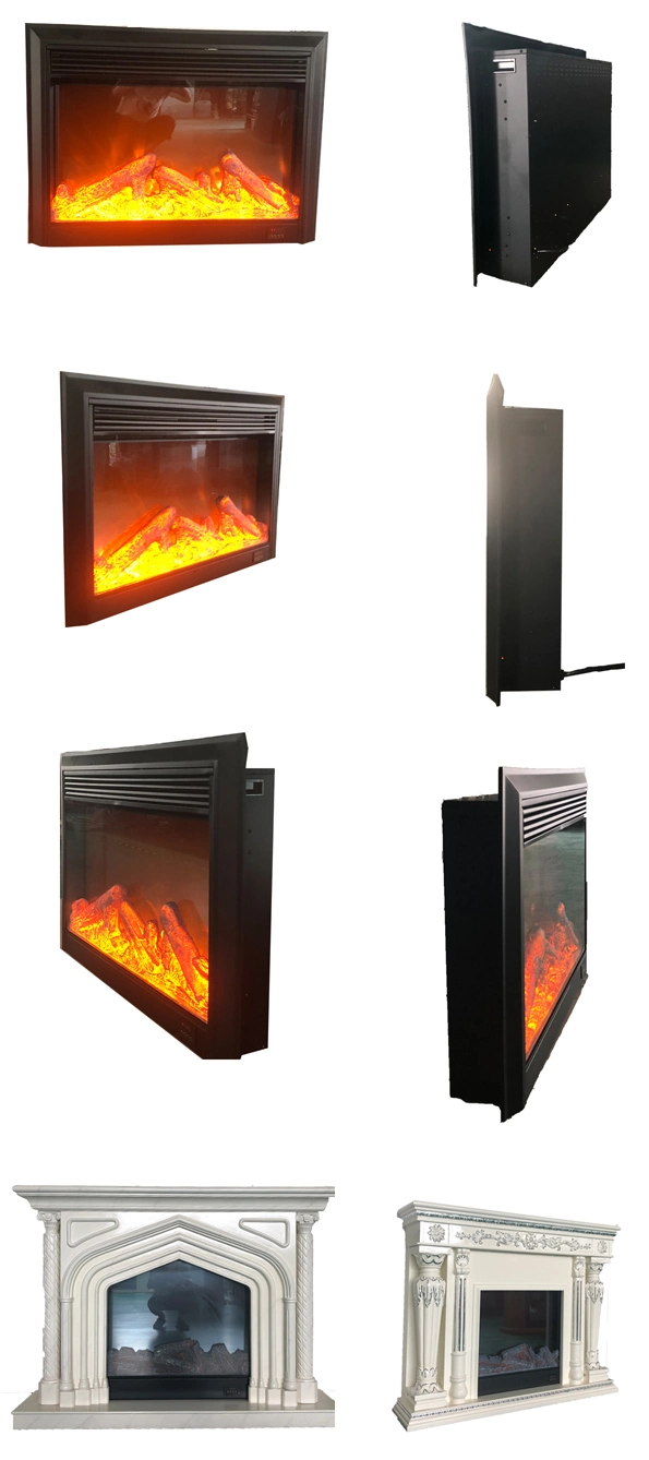 Wall Mounted Insert with Frames Fire Imitation Decorative Electric Fireplace Without Heat