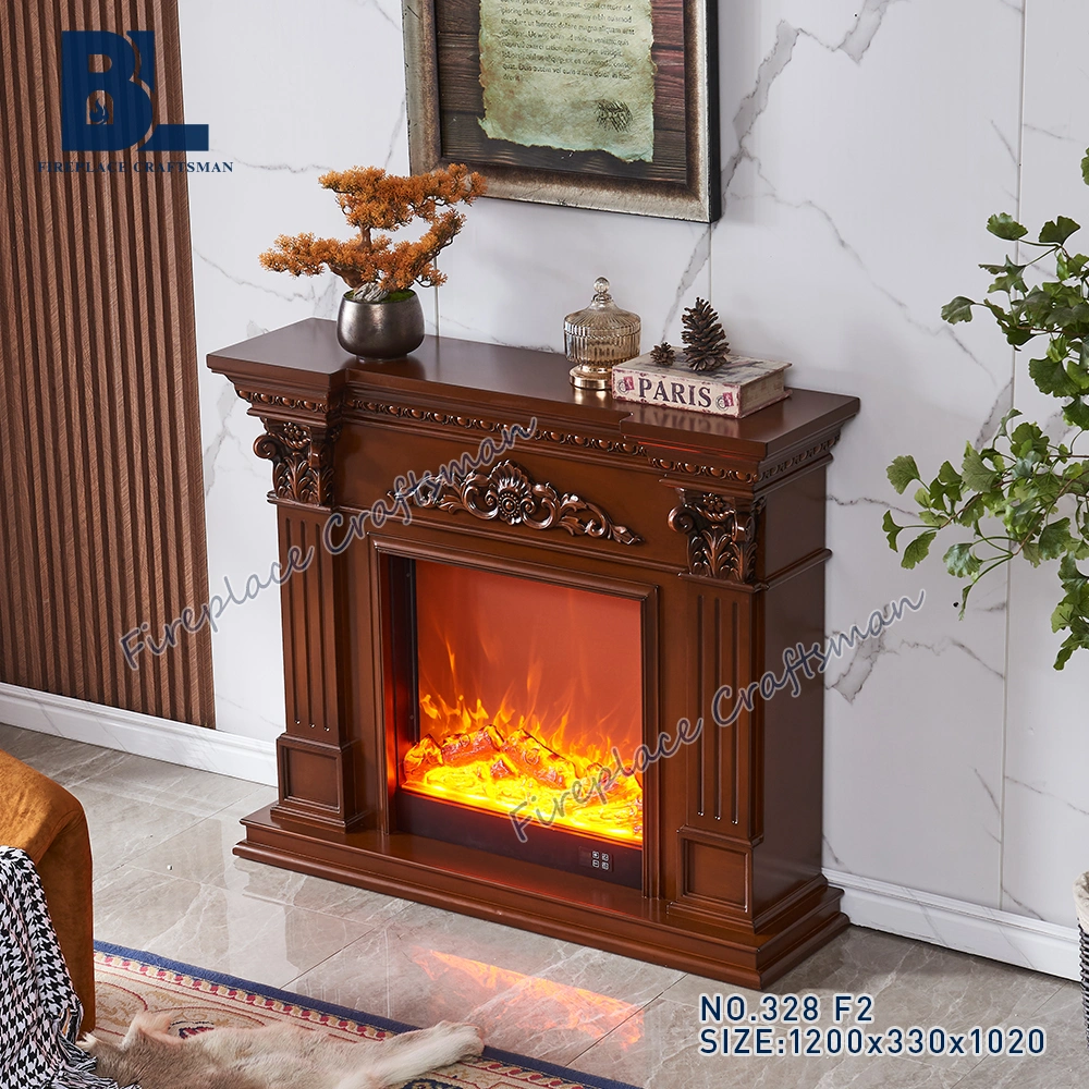 Wholesale Victorian Resin Carved Electric Fireplaces Wooden Fireplace Mantle White Freestand Fireplace for Sale