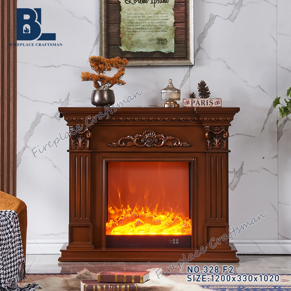 Wholesale Victorian Resin Carved Electric Fireplaces Wooden Fireplace Mantle White Freestand Fireplace for Sale